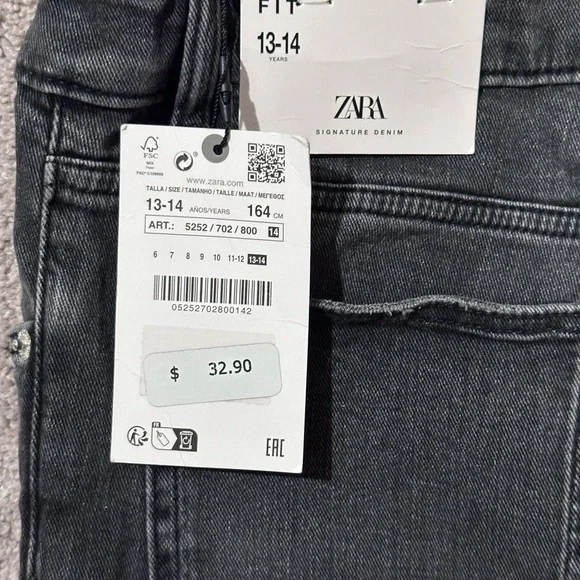 Zara Signature Collection Black/Grey denim flared jeans 13-14 yo (164 cm) - Picture 2 of 4